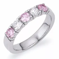 Einfacher rosa Zirkon Memoirering aus Silber