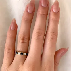 Elegant blauem Zirkon Memoirering aus vergoldetem Sterlingsilber