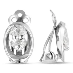 ovalen Zirkon Ohrclips in Silber