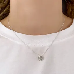 Geburtsblume Juni Rose Anhänger aus Silber