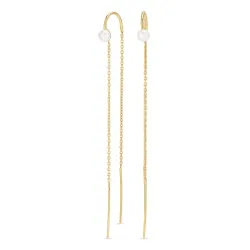 lange Perle ketten ohrringe in vergoldetem Sterlingsilber