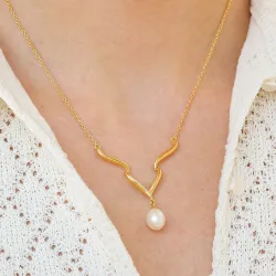 Perle Halskette aus vergoldetem Sterlingsilber