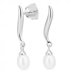 lange Perle Ohrringe in Silber