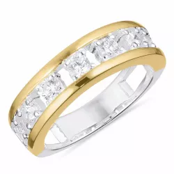 weißem Zirkon Ring aus Silber mit 8 karat Gold