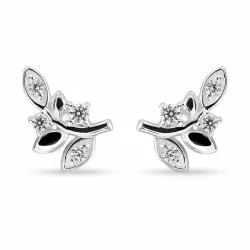 Blatt Zirkon Ohrstecker in Silber
