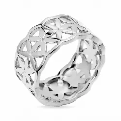 breit Blumen Ring aus Silber