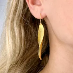 lange Blatt Ohrringe in vergoldetem Sterlingsilber
