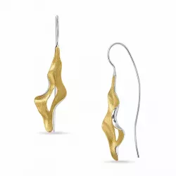 lange Blatt Ohrringe in vergoldetem Silber
