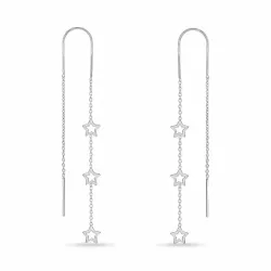 lange Stern ketten ohrringe in Silber