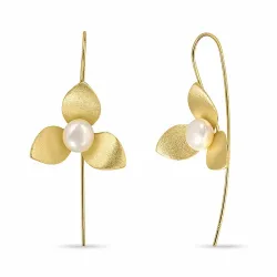 Blumen Perle Ohrhaken in vergoldetem Silber