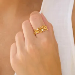 Zirkon Ring aus vergoldetem Sterlingsilber