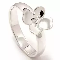 Blumen weißem Zirkon Ring aus Silber