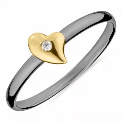 Dark Harmony Herz Ring aus schwarzes rhodiniertes Silber mit vergoldetem Sterlingsilber