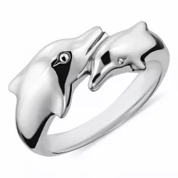 Delfin Ring aus oxidiertem Sterlingsilber