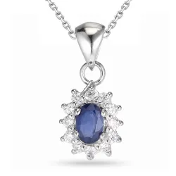 Rosette Saphir Halskette aus Silber und Anhänger aus Silber