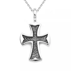 Kreuz Halskette aus Silber und Anhänger aus oxidiertem Sterlingsilber