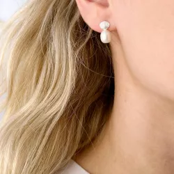 Schale Perle Ohrringe in Silber