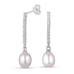 7,5-8 mm Perle Ohrringe in Silber