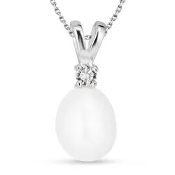 Perle Anhänger mit Halskette aus Silber