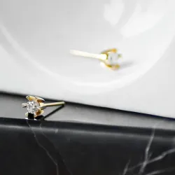 2 x 0,20 ct Solitärohrstecker in 14 Karat Gold mit Diamant 