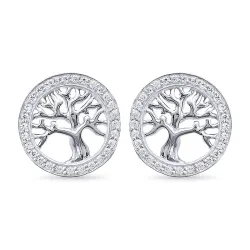 Lebensbaum Zirkon Ohrringe in Silber