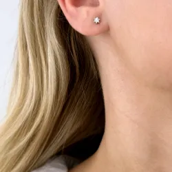 2 x 0,10 ct Solitärohrstecker in 14 Karat Weißgold mit Diamant