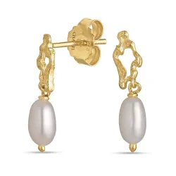 Perle Ohrringe in vergoldetem Sterlingsilber - Lumé Etched