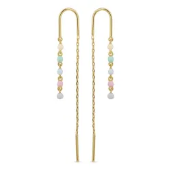 lange mehrfarbigen Emaille ketten ohrringe in vergoldetem Sterlingsilber