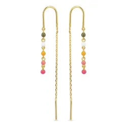 lange mehrfarbigen Emaille ketten ohrringe in vergoldetem Sterlingsilber