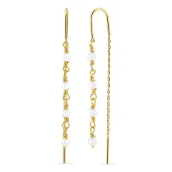 lange Perle ketten ohrringe in vergoldetem Sterlingsilber