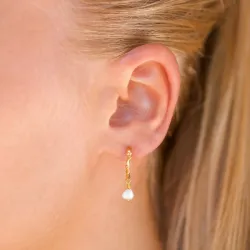 Perle Halbkreolen in vergoldetem Sterlingsilber - Lumé Etched