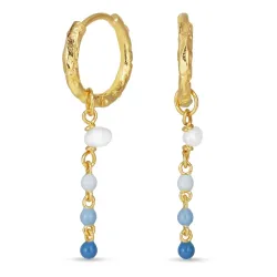 13 mm lange blauem Kreole in vergoldetem Silber