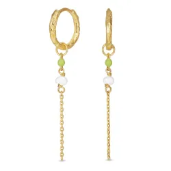 13,5 mm lange grünen Kreole in vergoldetem Silber