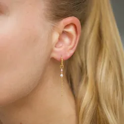 13,5 mm lange pink Kreole in vergoldetem Sterlingsilber