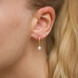 Perle Halbkreolen in vergoldetem Silber - Lumé Etched