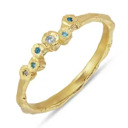 blauem Zirkon Ring aus vergoldetem Sterlingsilber - Bubbly Twist