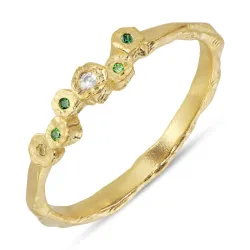 grünem Zirkon Ring aus vergoldetem Sterlingsilber - Bubbly Twist