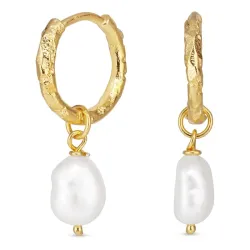 13,5 mm Perle Kreole in vergoldetem Silber - Lumé Etched