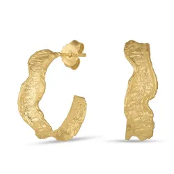 22 mm Halbkreolen in vergoldetem Silber - Lumé Etched