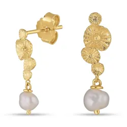 Perle Ohrringe in vergoldetem Sterlingsilber - Lumé Etched