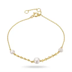 Perle Armband aus vergoldetem Sterlingsilber 16 plus 3 cm x 6,9 mm