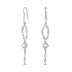 lange Perle Ohrringe in vergoldetem Silber