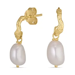 Perle Ohrringe in vergoldetem Sterlingsilber - Lumé Etched