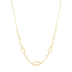 Perle Halskette aus vergoldetem Sterlingsilber - Lumé Etched