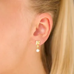 Perle Ohrringe in vergoldetem Silber - Lumé Etched