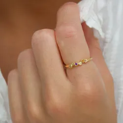 mehrfarbigem Zirkon Ring aus vergoldetem Sterlingsilber - Bubbly Twist