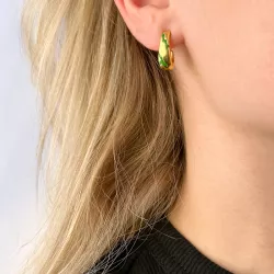 grünen Emaille Ohrringe in vergoldetem Sterlingsilber