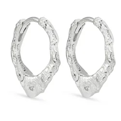 13 mm Zirkon Kreole in Silber - Lumé Etched