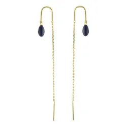 blauem Emaille ketten ohrringe in vergoldetem Sterlingsilber