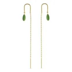 grünen Emaille ketten ohrringe in vergoldetem Sterlingsilber
